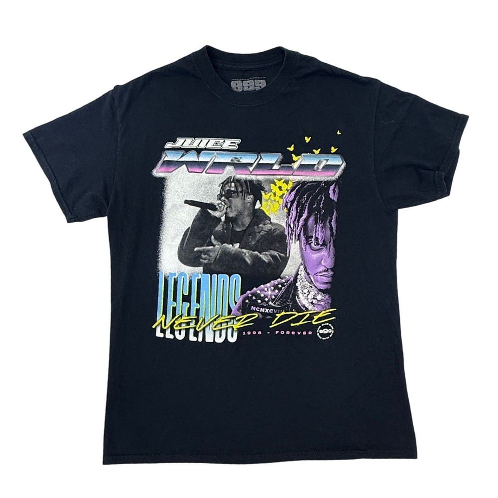 Juice WRLD 999 Club Legends Never Die Black Portrait Graphic T-Shirt Mens Medium